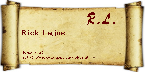 Rick Lajos névjegykártya